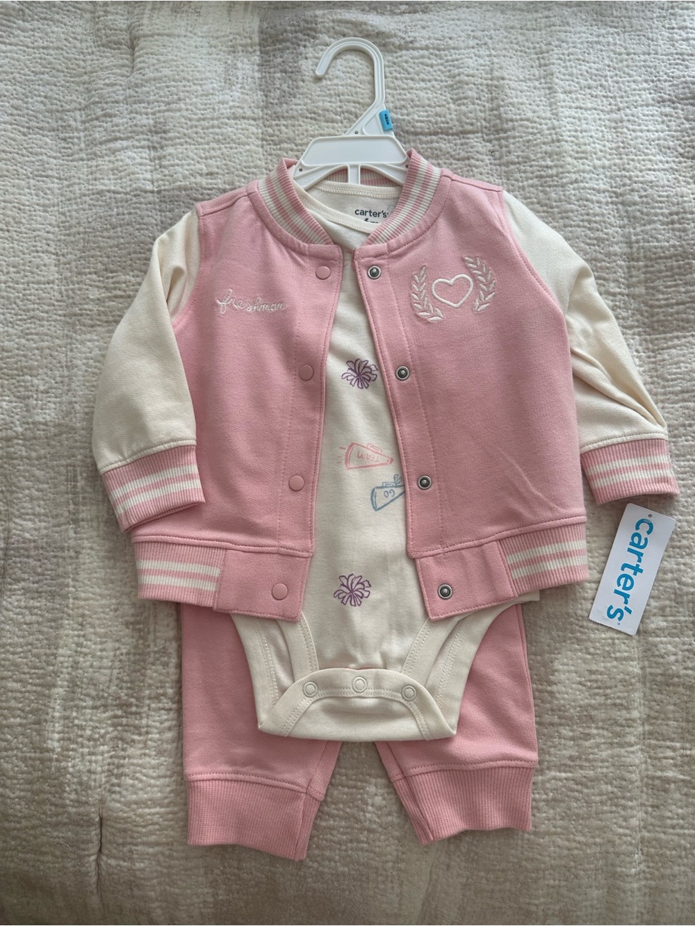 |Carter's| Pink & Cream Baby Girl 3-Piece One-Piece Set